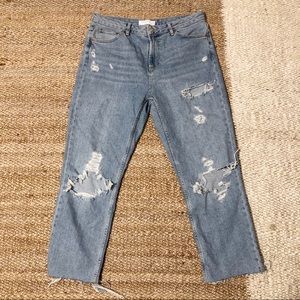 Topshop Raw Hem Straight Jeans